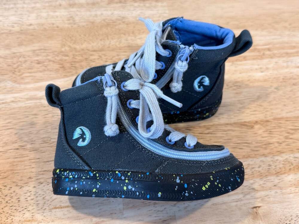 BILLY Footwear Charcoal & Blue/Green Speckle Lace High Top Adaptive Shoes